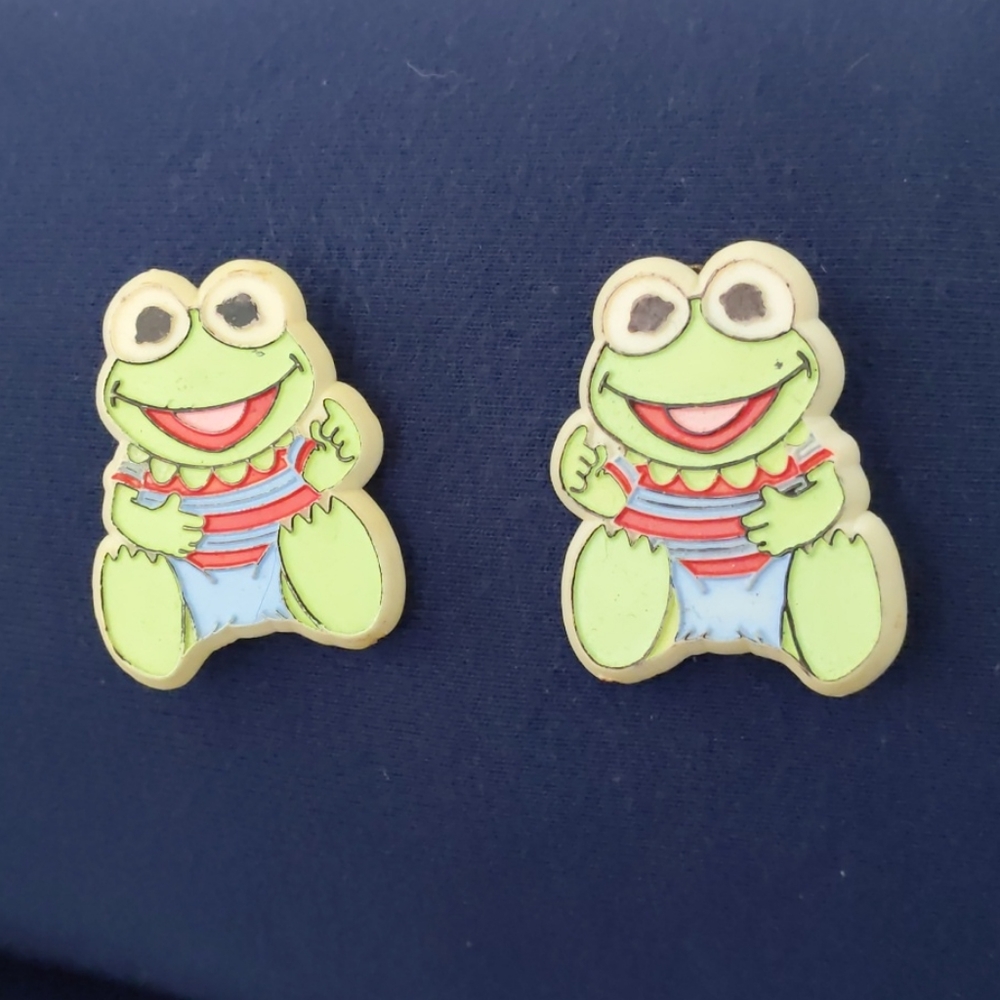 Set of Vintage "Muppet Babies" Kermit Barrettes